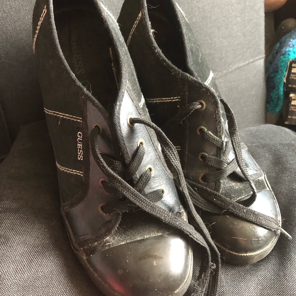Guess wedge sneakers suede and leather size 9